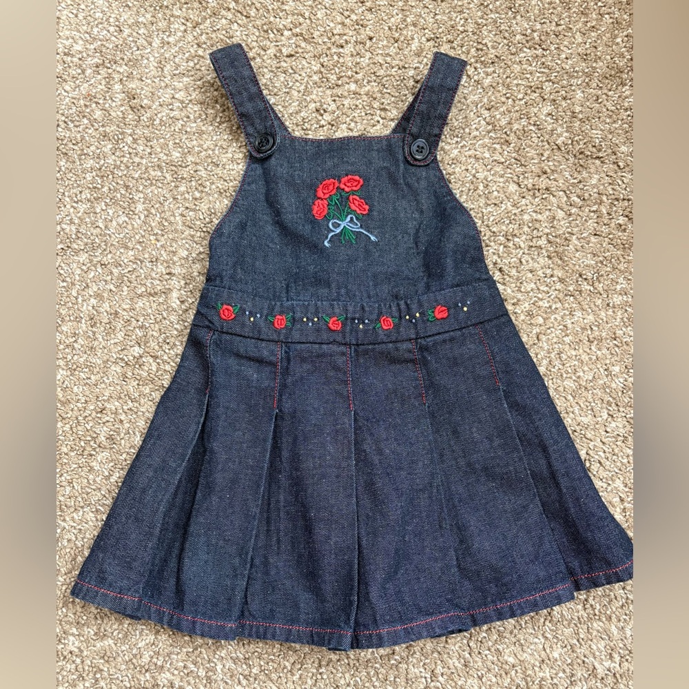 Gucci Dark Blue Denim Dress with Red Embroidery